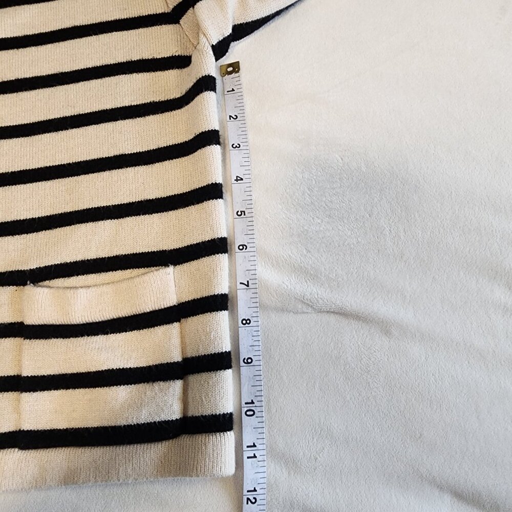 LILLUSORY Striped Cardigan Sweater Lady Jacket Gold Buttons Black & Cream Size L - Picture 11 of 13